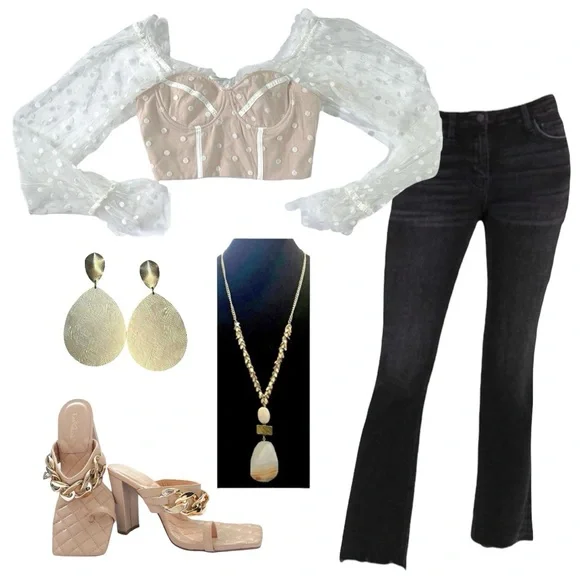 White Sheer Polka Dot Top - Picture 9 of 12